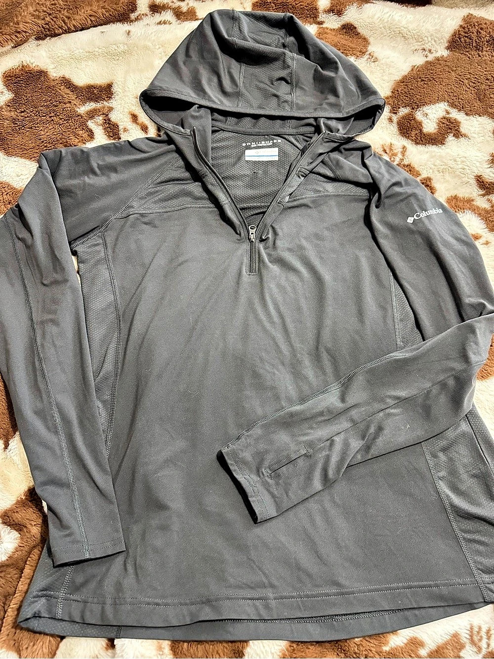 Columbia Omni-Shade Hooded Sun Shirt Gray Medium